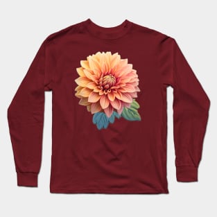 Peach Dahlia Flower Long Sleeve T-Shirt